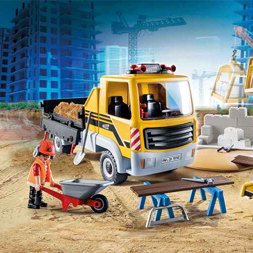 Playmobil 70742 Construction Site With Flatbed Truck
