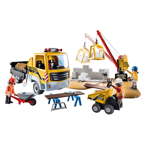 Playmobil 70742 Construction Site With Flatbed Truck