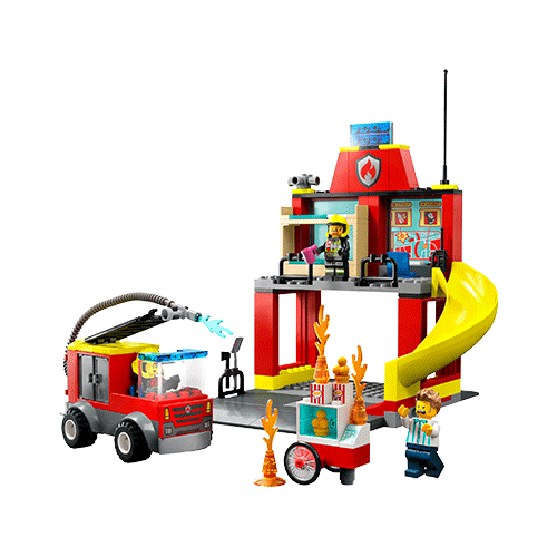 Lego Fire Station and Fire Truck